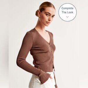 Abercrombie & Fitch Brown Glossy Slim Cardigan (M)
